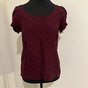 Comptoir Des Cotonniers Women's Red Viscose Short Flutter Sleeve Blouse Size 38